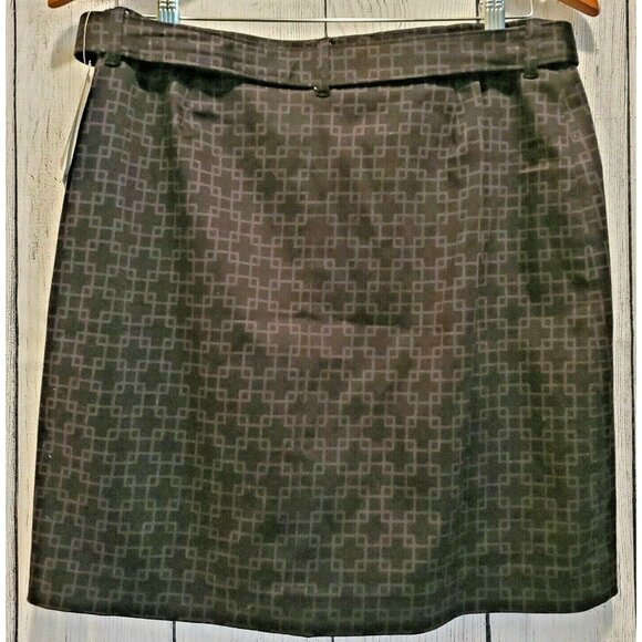 Inc Stretch International Concepts Skirt Black Geometric Pattern Sz 8 NWT - Picture 2 of 7